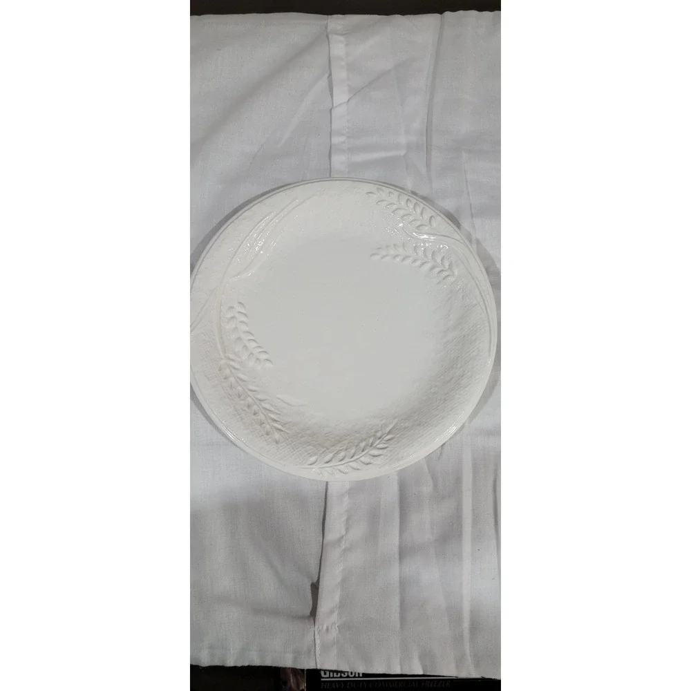 Pier 1 ~ HARVEST WHEAT Salad Plate White Embossed Wheat ~ EUC